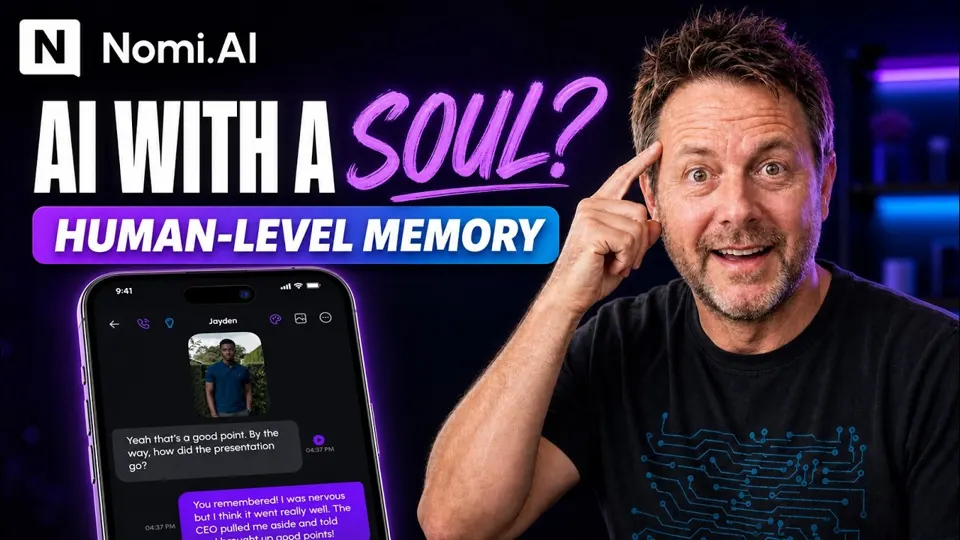Thumbnail of the YouTube video “Nomi Review | Is This the Future of AI Companions?” (Mason AI Studio channel)
