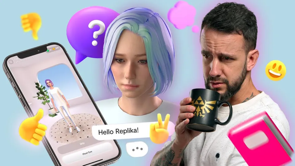 Thumbnail of the YouTube video “Je teste une IA qui utilise mes données personnelles (Replika)” (Petit Alex channel)